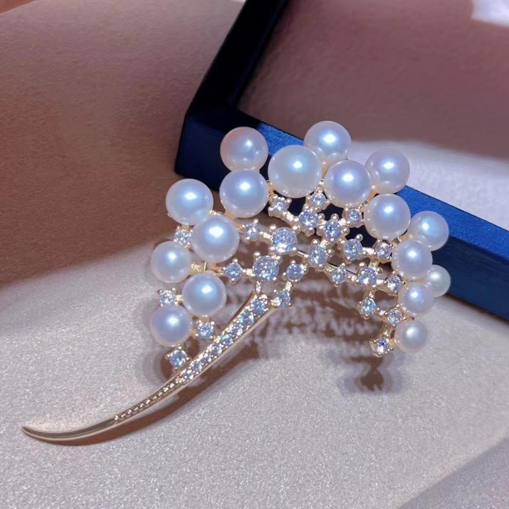 Number AX Pearl brooch Daily anniversary for Christmas（266-313）