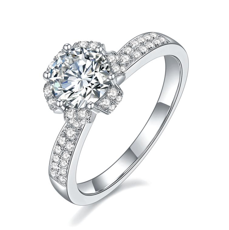 Number CH S925 Moissanite Ring Engagement Wedding Daily (01-97)