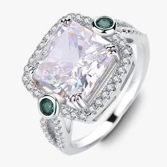 [Timeless]Number BJ Zircon Ring Necklace 925 Sterling Silver Engagement Wedding For Women (01-88)