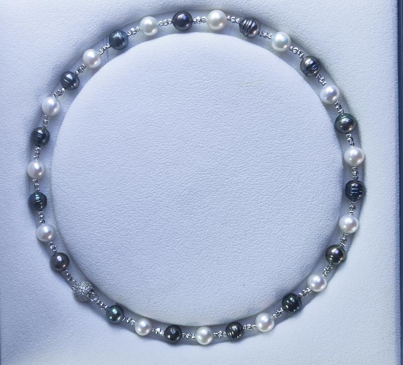 Number BW pearl bracelet earring necklace daily fashion accessory