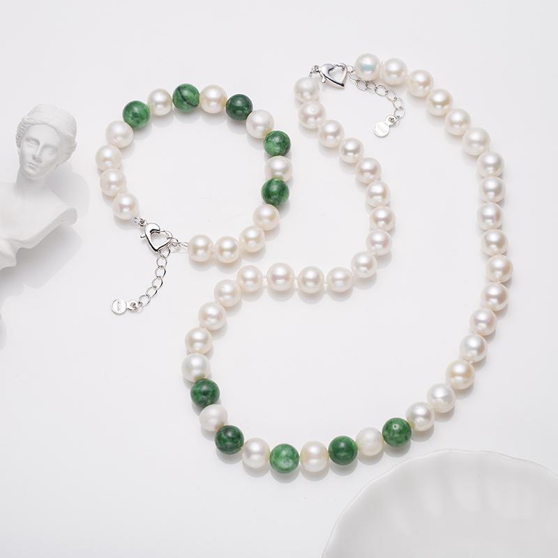 Number BW pearl bracelet earring necklace daily fashion accessory