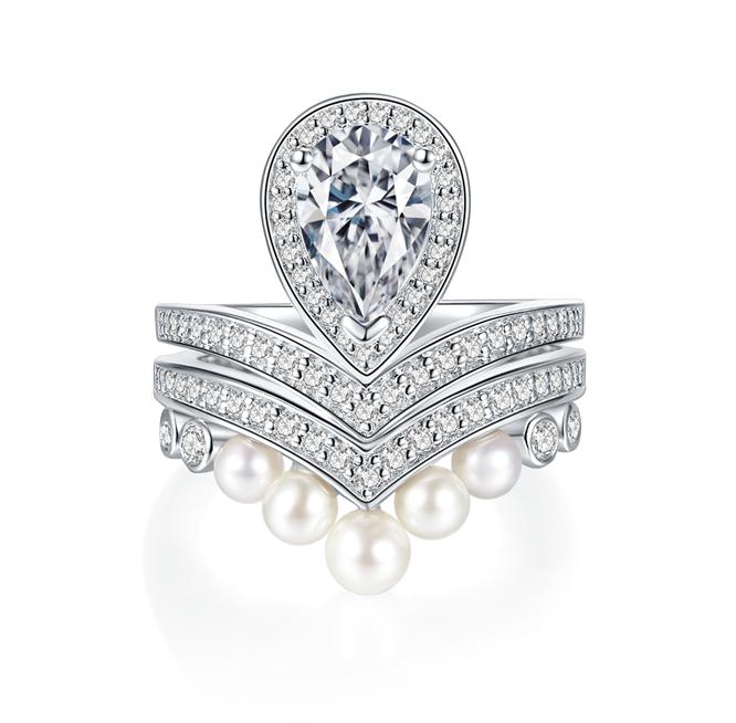 Number CH S925 Moissanite Ring Engagement Wedding Daily (01-97)