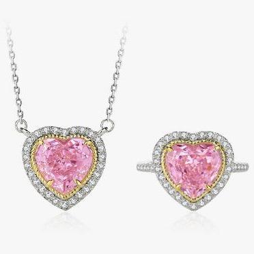 [Timeless]Number BJ Zircon Ring Necklace 925 Sterling Silver Engagement Wedding For Women (01-88)