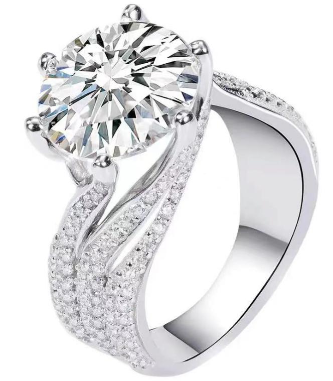 Number CH S925 Moissanite Ring Engagement Wedding Daily (01-97)