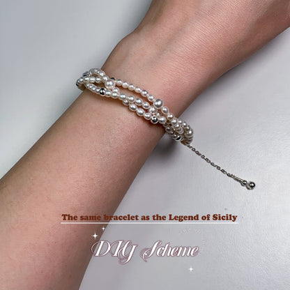 DIY18.Freshwater pearl 925 silver bracelet with the same style as the Beautiful Legend of Sicily