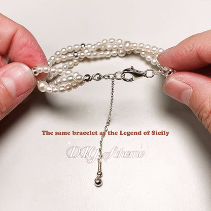 DIY18.Freshwater pearl 925 silver bracelet with the same style as the Beautiful Legend of Sicily