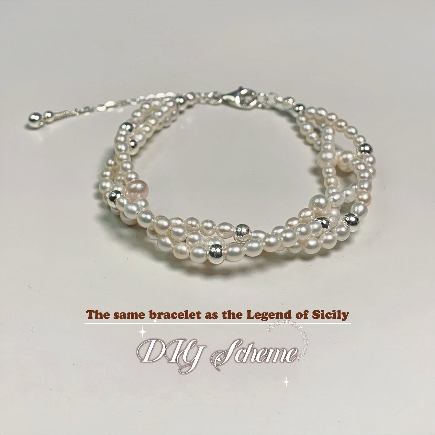 DIY18.Freshwater pearl 925 silver bracelet with the same style as the Beautiful Legend of Sicily