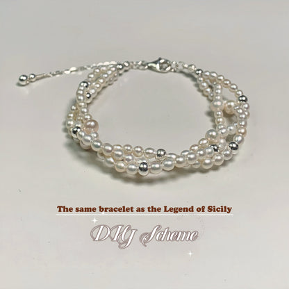 DIY18.Freshwater pearl 925 silver bracelet with the same style as the Beautiful Legend of Sicily