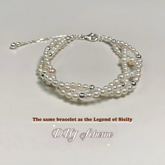 DIY18.Freshwater pearl 925 silver bracelet with the same style as the Beautiful Legend of Sicily