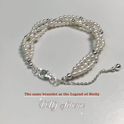DIY18.Freshwater pearl 925 silver bracelet with the same style as the Beautiful Legend of Sicily