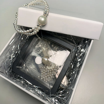 DIY19.Edison Freshwater Pearl 925 Silver Bracelet of Stars hold moon