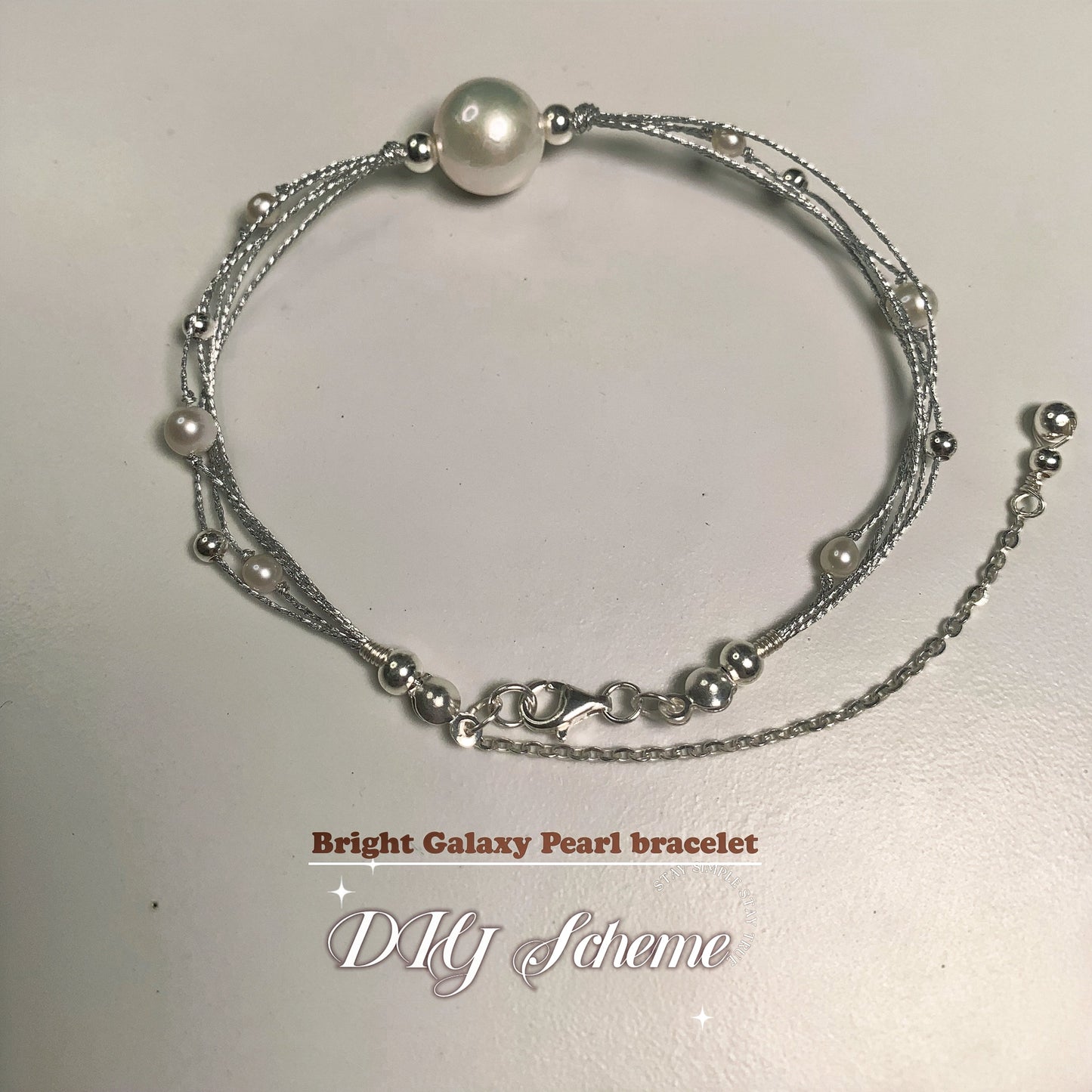 DIY14.Edison Fresh Water Pearl 925 Silver bracelet of Bright Galaxy