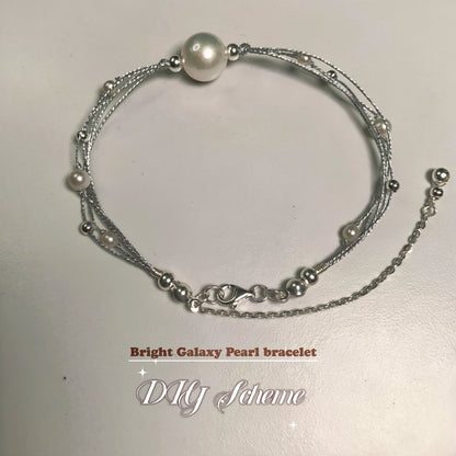 DIY14.Edison Fresh Water Pearl 925 Silver bracelet of Bright Galaxy