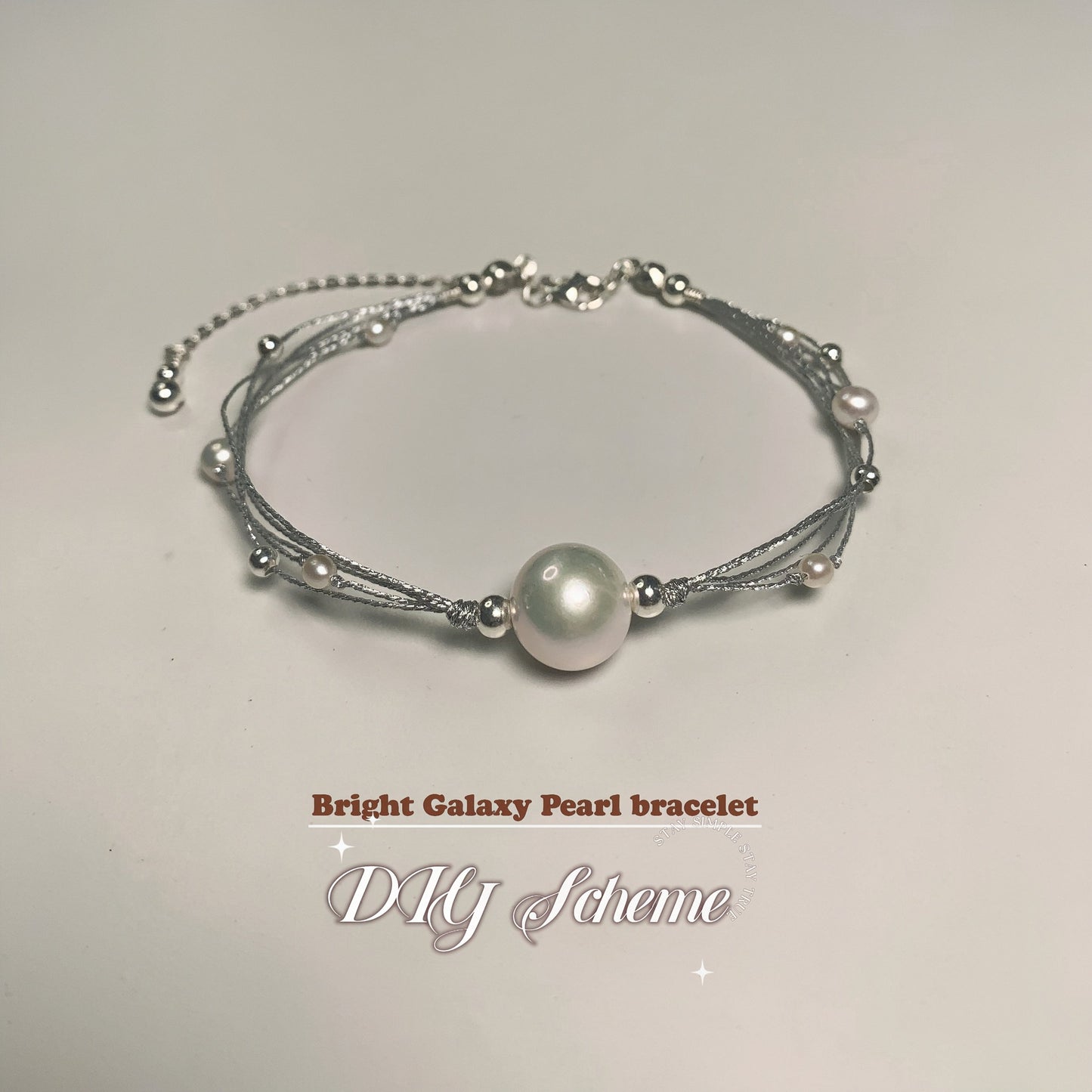 DIY14.Edison Fresh Water Pearl 925 Silver bracelet of Bright Galaxy