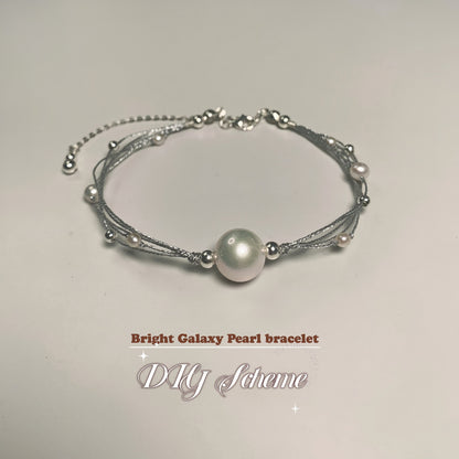 DIY14.Edison Fresh Water Pearl 925 Silver bracelet of Bright Galaxy