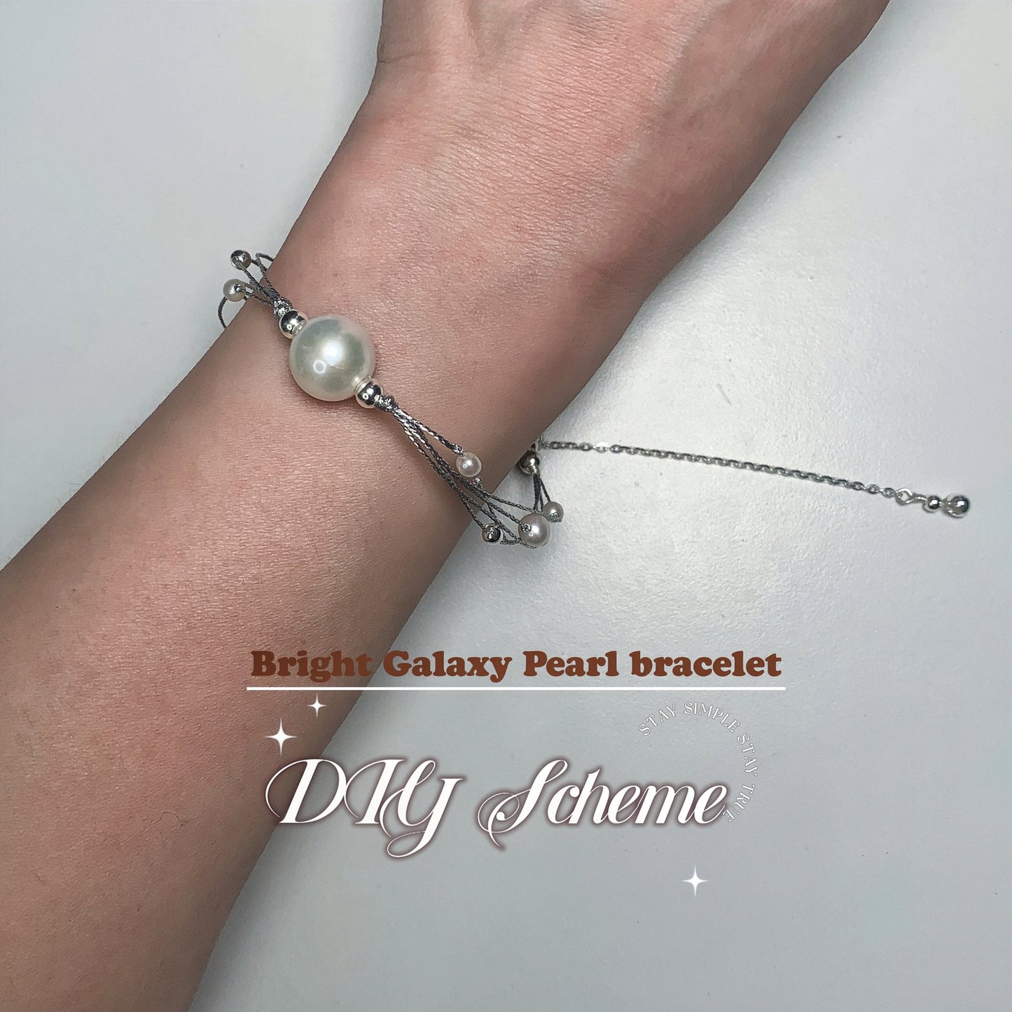DIY14.Edison Fresh Water Pearl 925 Silver bracelet of Bright Galaxy
