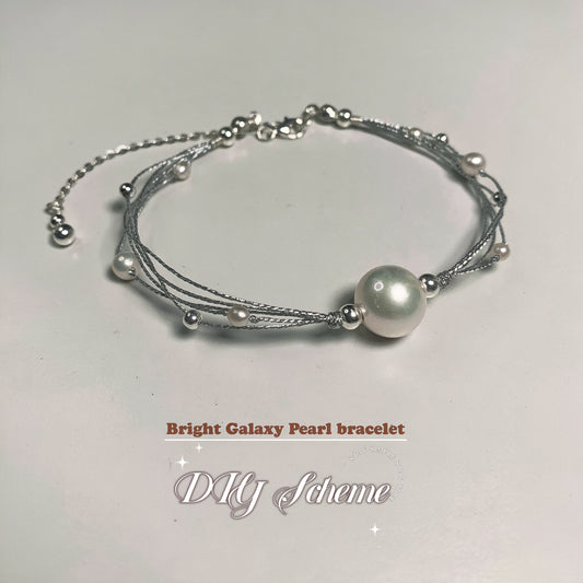 DIY14.Edison Fresh Water Pearl 925 Silver bracelet of Bright Galaxy