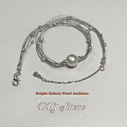 DIY15.Edison Fresh Water Pearl 925 collarbone necklace of Bright Galaxy