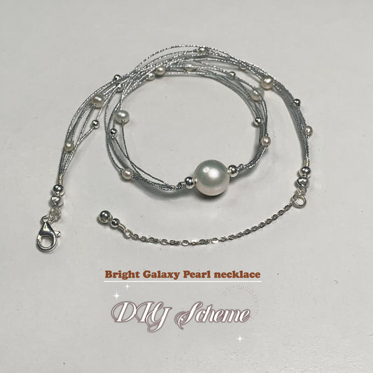 DIY15.Edison Fresh Water Pearl 925 collarbone necklace of Bright Galaxy