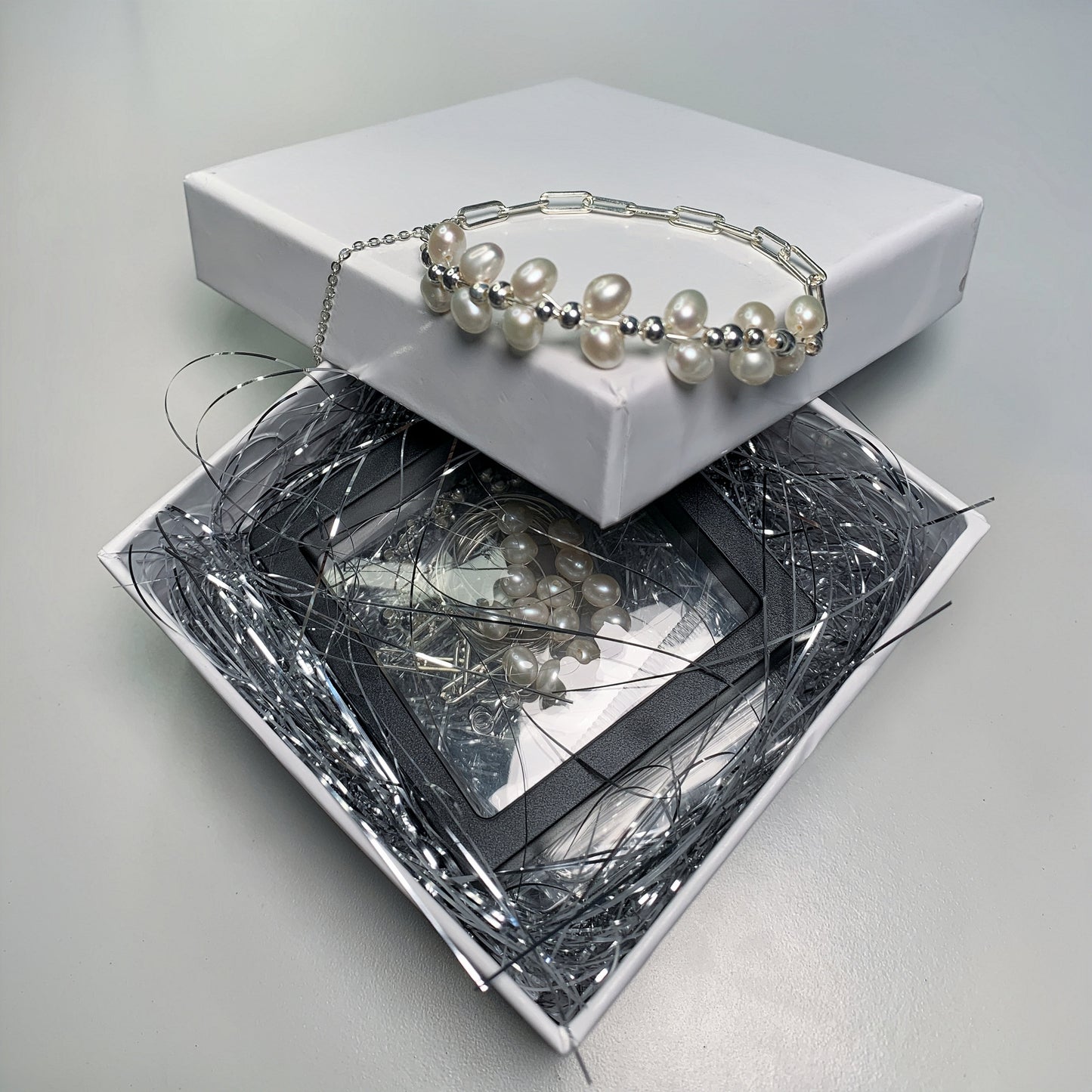 DIY8.Hand made silver wheat fresh water pearl 925 silver bracelet