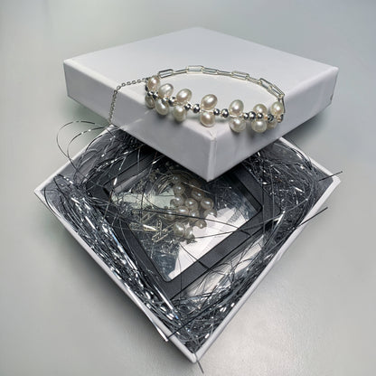 DIY8.Hand made silver wheat fresh water pearl 925 silver bracelet