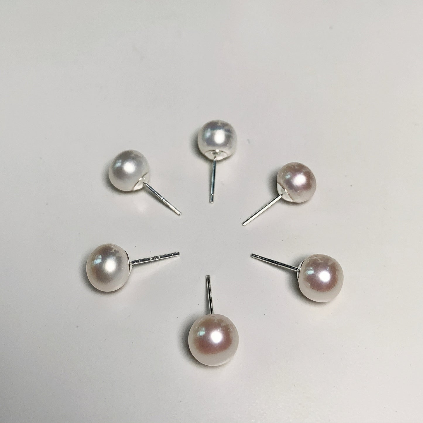 DIY2.Auroral fresh water steamed bread pearl 925 silver Ear stud(9-10mm )