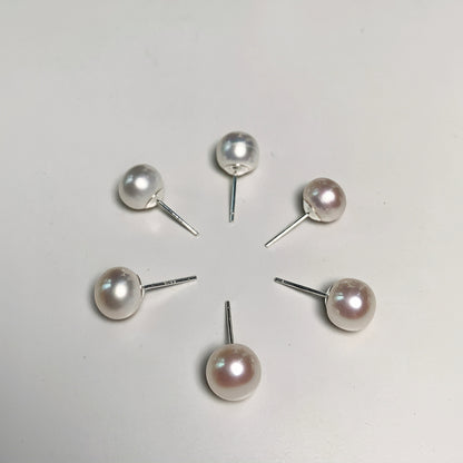 DIY2.Auroral fresh water steamed bread pearl 925 silver Ear stud(9-10mm )