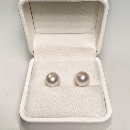 DIY2.Auroral fresh water steamed bread pearl 925 silver Ear stud(9-10mm )