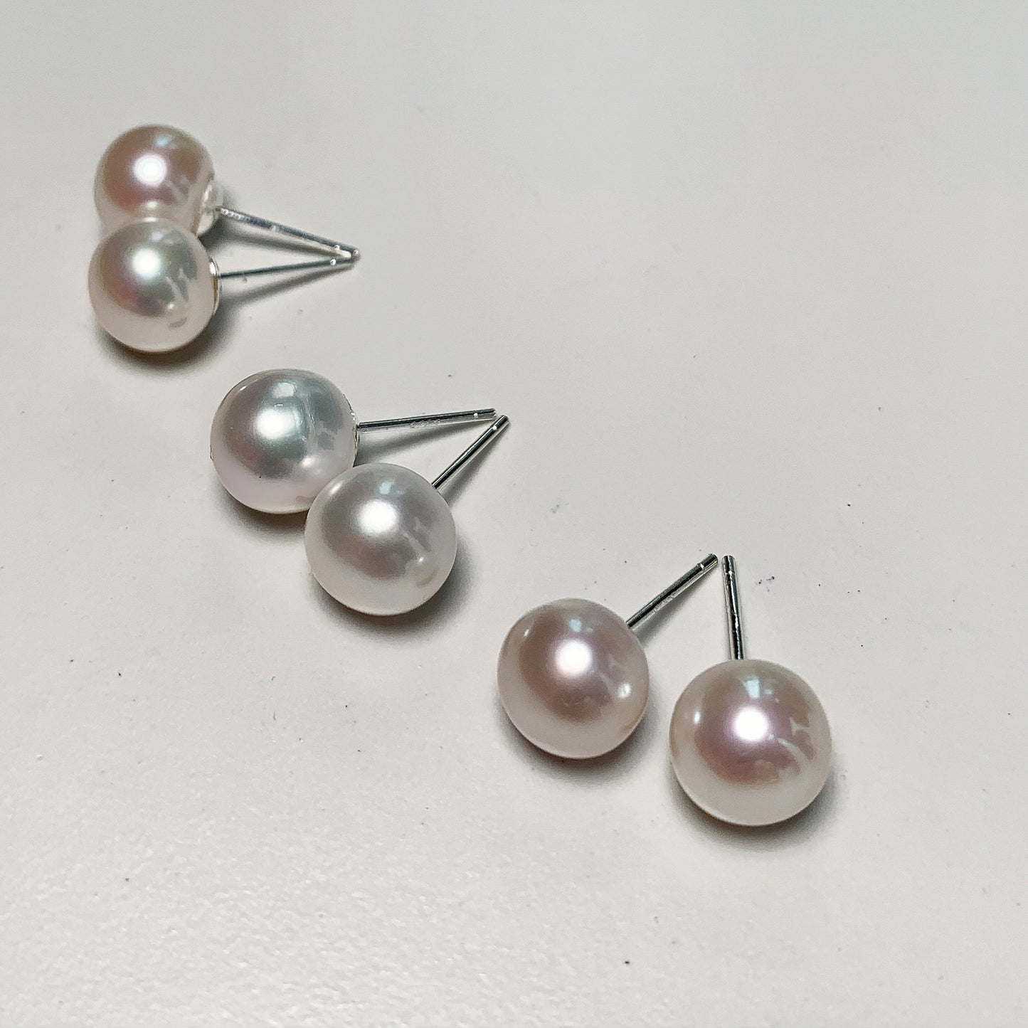 DIY2.Auroral fresh water steamed bread pearl 925 silver Ear stud(9-10mm )