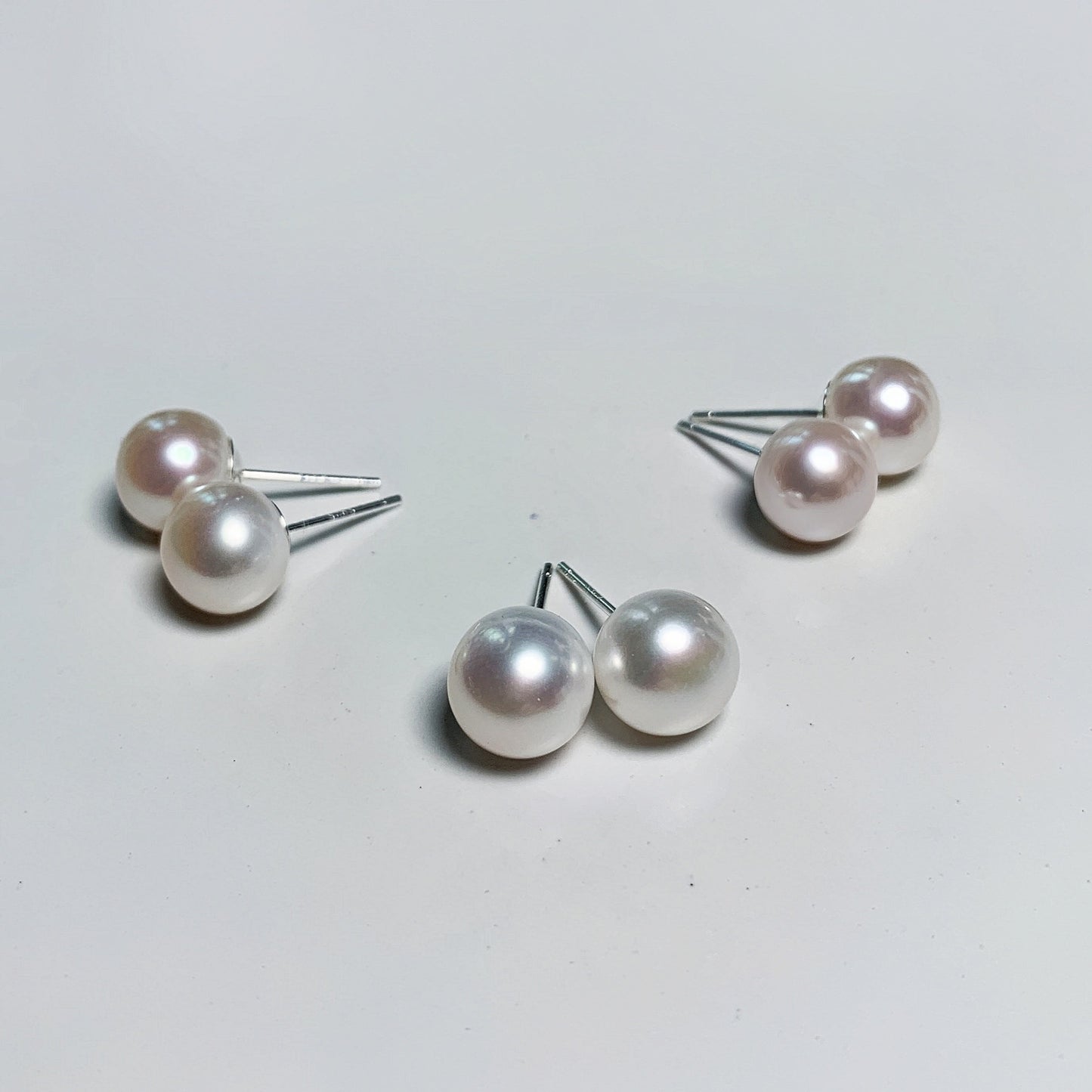 DIY2.Auroral fresh water steamed bread pearl 925 silver Ear stud(9-10mm )