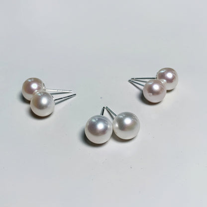 DIY2.Auroral fresh water steamed bread pearl 925 silver Ear stud(9-10mm )
