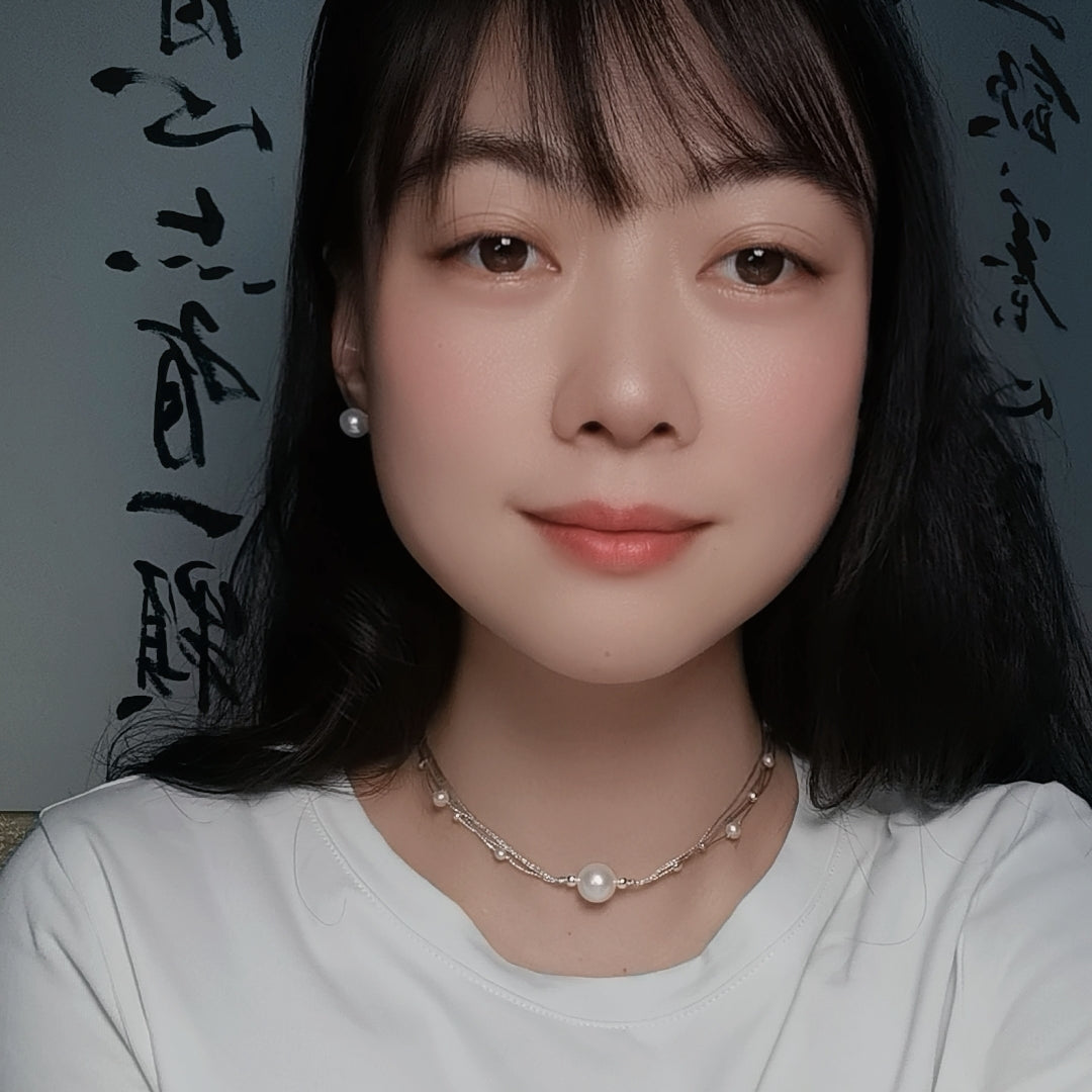 DIY15.Edison Fresh Water Pearl 925 collarbone necklace of Bright Galaxy