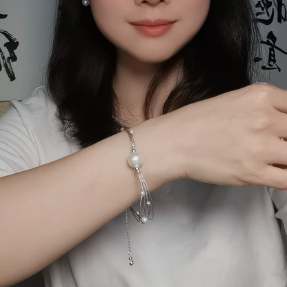 DIY14.Edison Fresh Water Pearl 925 Silver bracelet of Bright Galaxy