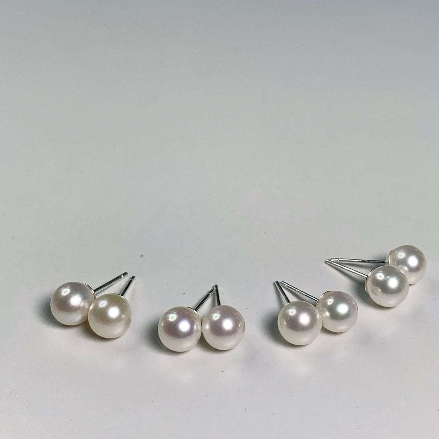 DIY3.Small fresh 6-7mm high light fresh water pearl 925 silver Ear stud