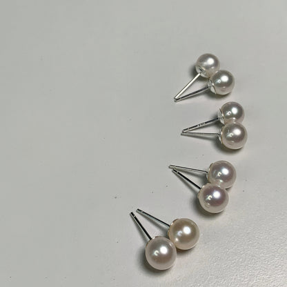 DIY3.Small fresh 6-7mm high light fresh water pearl 925 silver Ear stud
