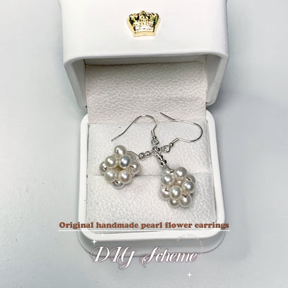 DIY5.Original hand-made small fresh pearl flower earrings