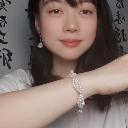 DIY17.Hand-made corn Fresh Water Pearl 925 Silver bracelet