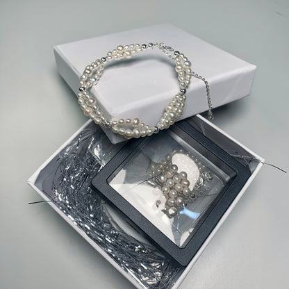 DIY17.Hand-made corn Fresh Water Pearl 925 Silver bracelet