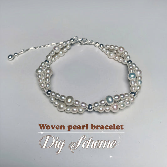 DIY17.Hand-made corn Fresh Water Pearl 925 Silver bracelet