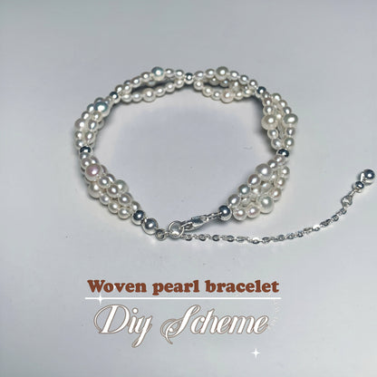 DIY17.Hand-made corn Fresh Water Pearl 925 Silver bracelet