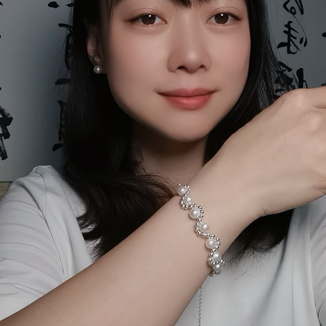 DIY11.Hand made silver pearl wave fresh water pearl 925 silver bracelet