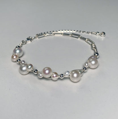 DIY9.Hand made stars night sky fresh water pearl 925 silver jewelry