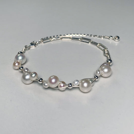DIY9.Hand made stars night sky fresh water pearl 925 silver jewelry