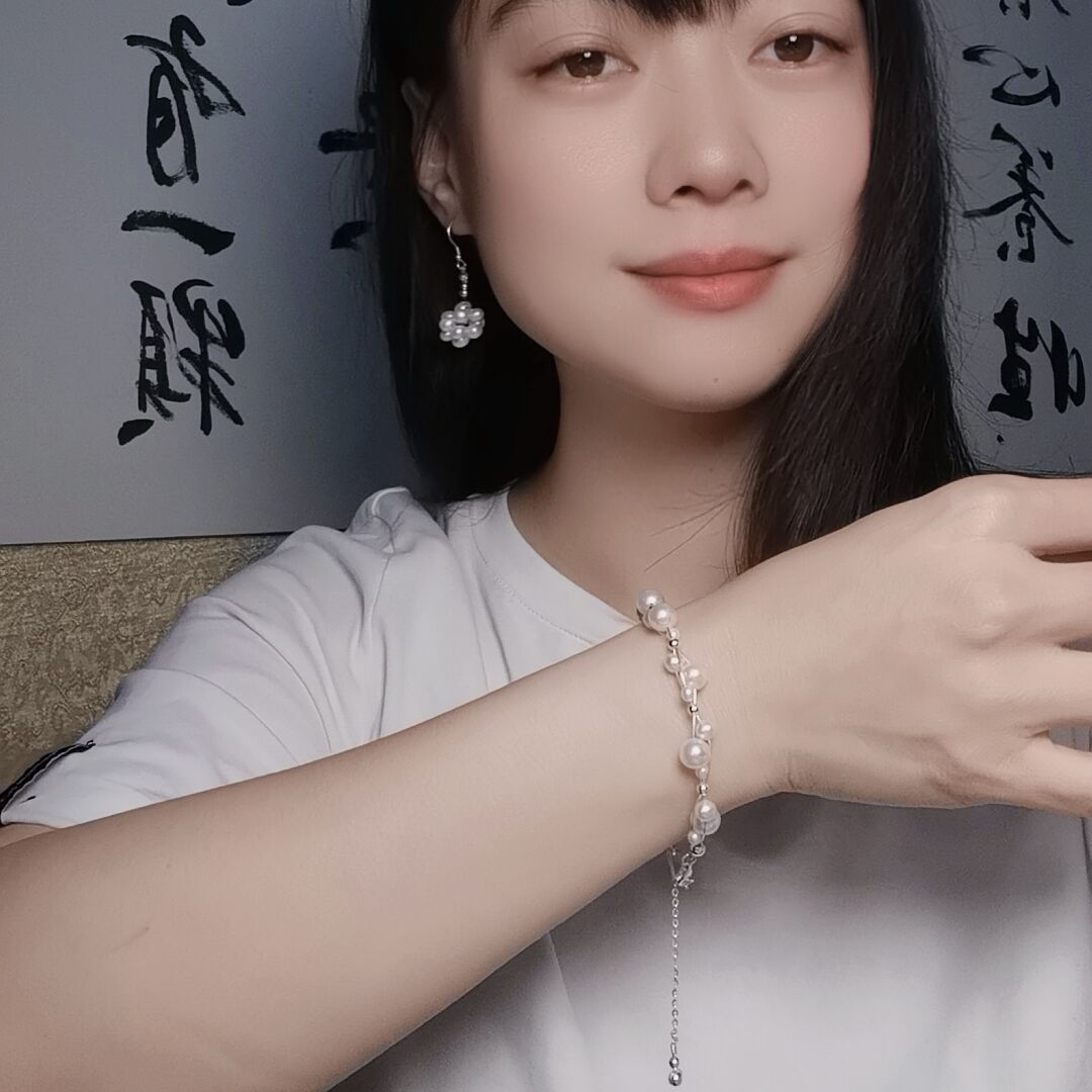 DIY9.Hand made stars night sky fresh water pearl 925 silver jewelry