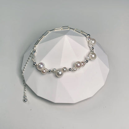 DIY9.Hand made stars night sky fresh water pearl 925 silver jewelry
