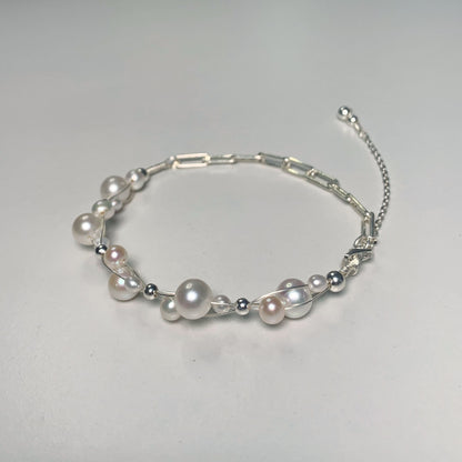 DIY9.Hand made stars night sky fresh water pearl 925 silver jewelry