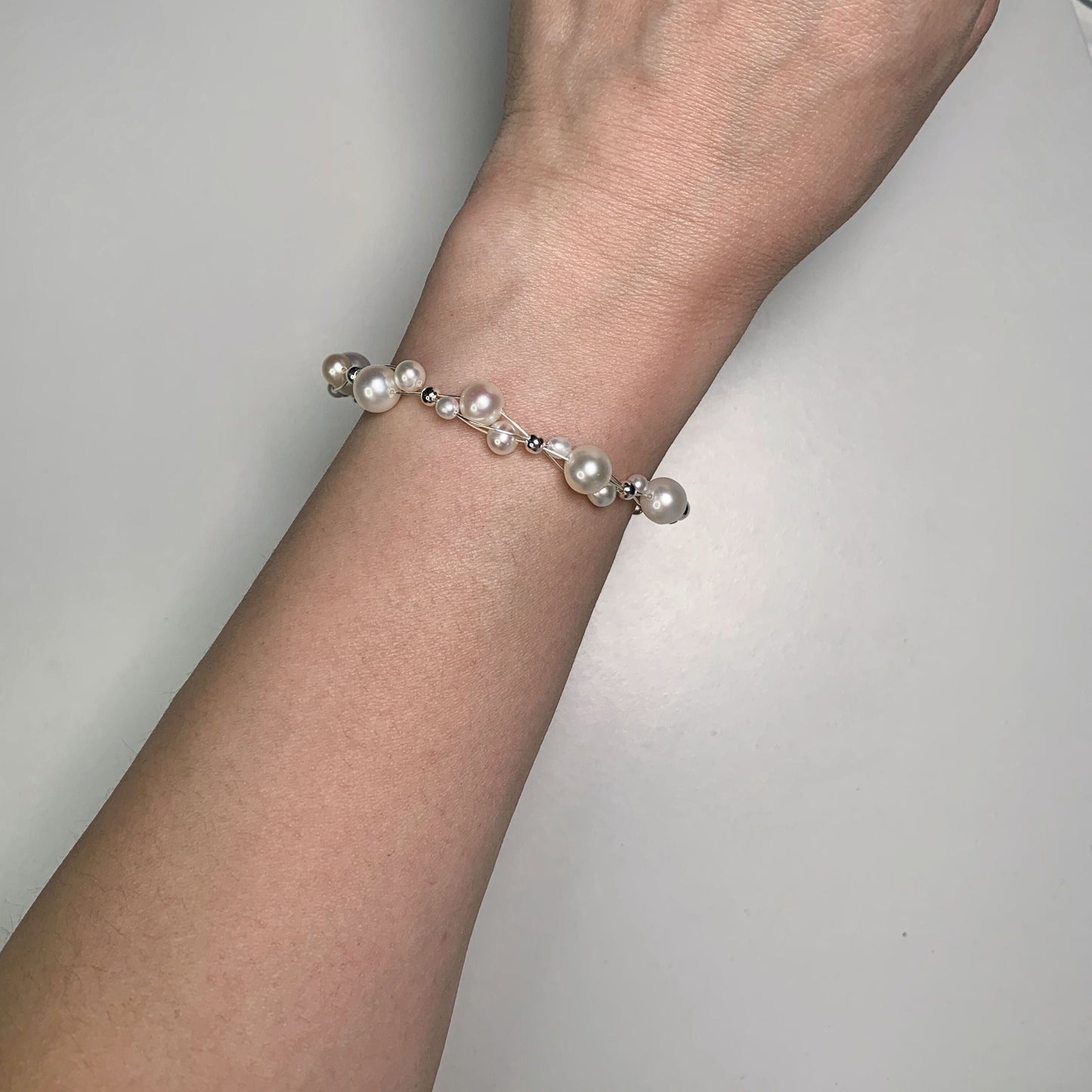 DIY9.Hand made stars night sky fresh water pearl 925 silver jewelry