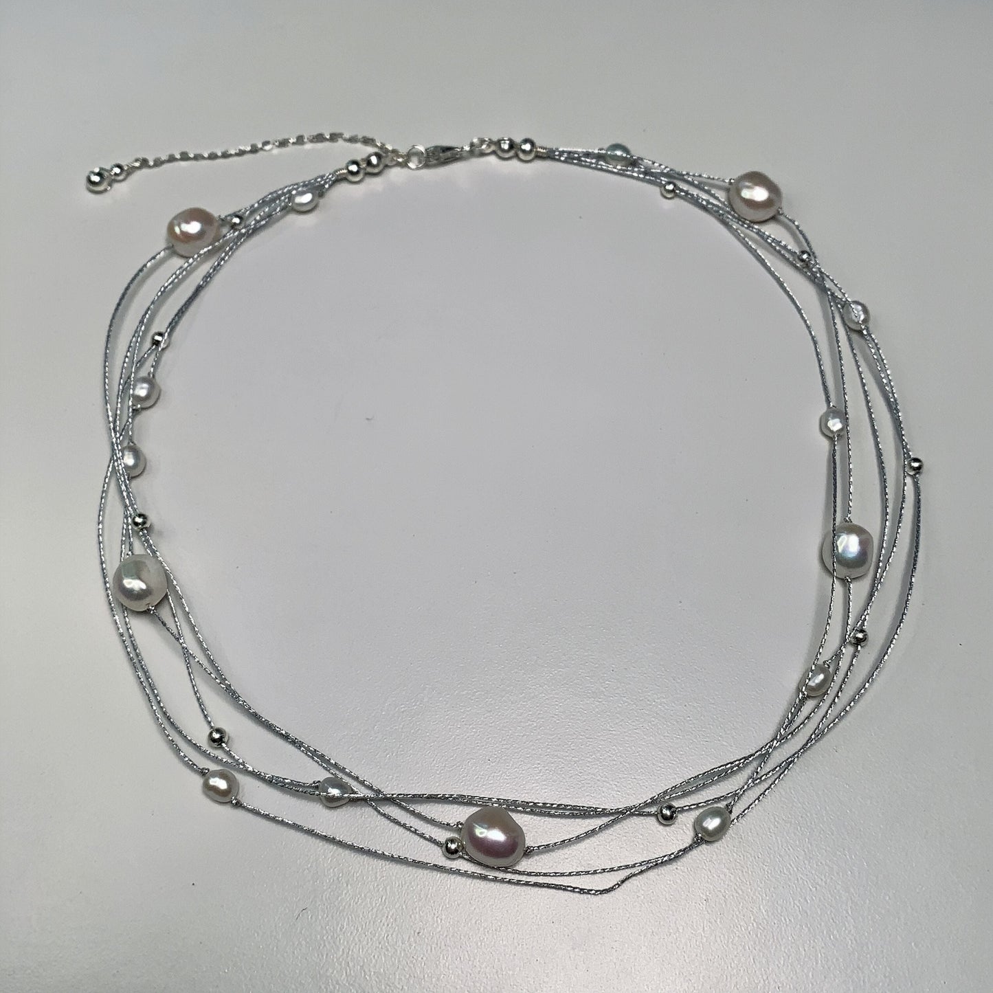 DIY6.Hand-made Galaxy Baroque Fresh Water Pearl 925 Silver Necklace