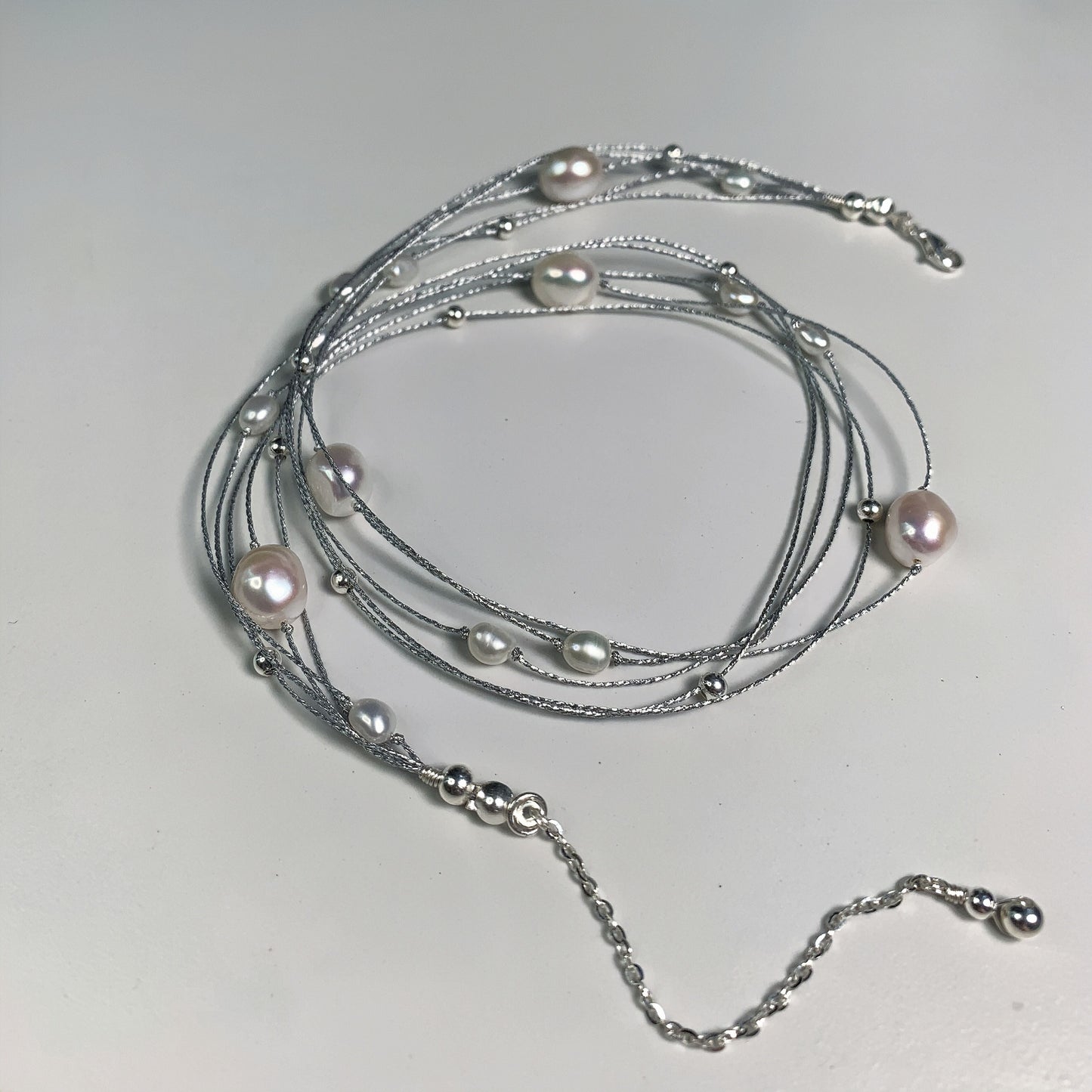 DIY6.Hand-made Galaxy Baroque Fresh Water Pearl 925 Silver Necklace
