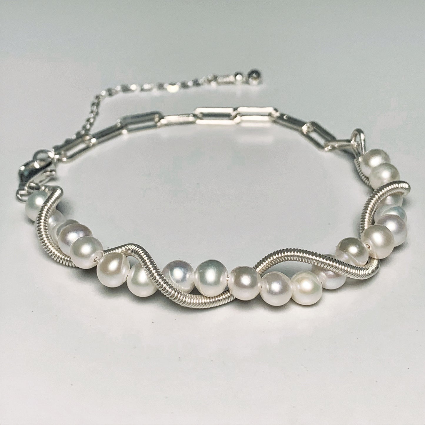 DIY13.Hand-made original Dodder Flower Fresh Water Pearl 925 Silver bracelet